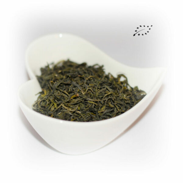 China Misty (Nebeltee), Grüner Biotee, Ernte 2024, WU-Jia-Tai Dorf, Geschmack: süßlich-mild mit klare hellgrüne Tasse – Bild 3