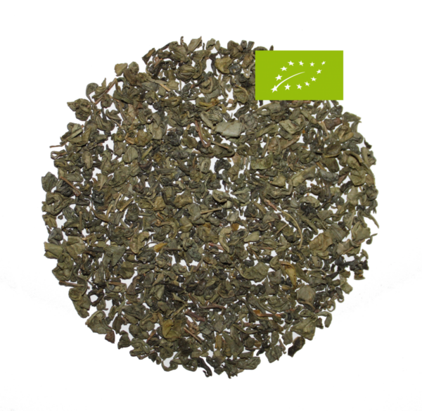 China Gunpowder, Grüner Biotee, Ernte 2024, Provinz: Zhejiang, Geschmack würzig, leicht rauchig