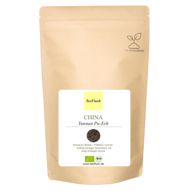 China Yunnan Pu-Erh, Schwarzer Tee, Bio, Ernte 2024, Geschmack: kräftig-würziger Geschmack mit erdig-holzigem Aroma – Bild 4